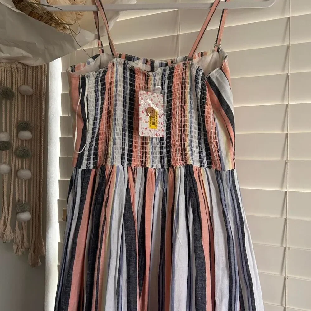 Free People lilah multi striped baby doll sun midi dress | small new